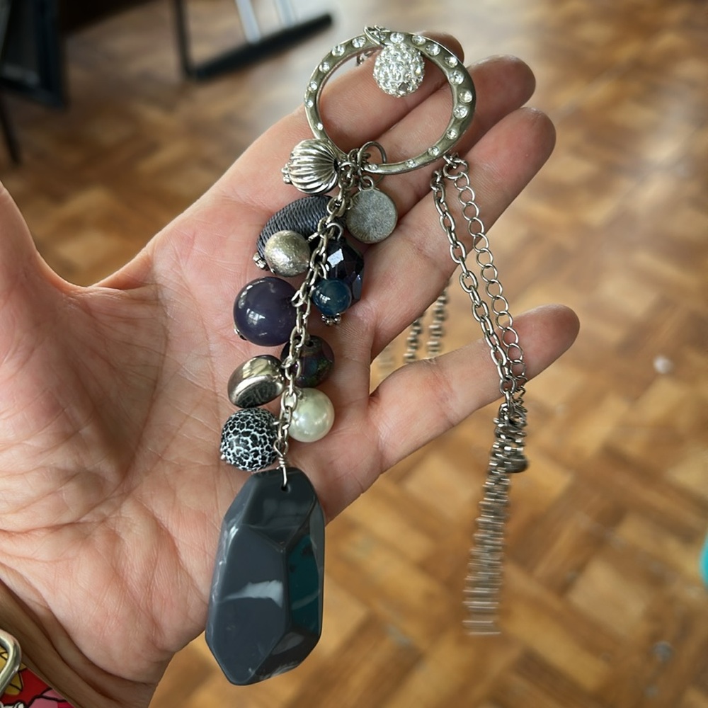 C1946 Chunky Statement Necklace Long Chain With L… - image 5